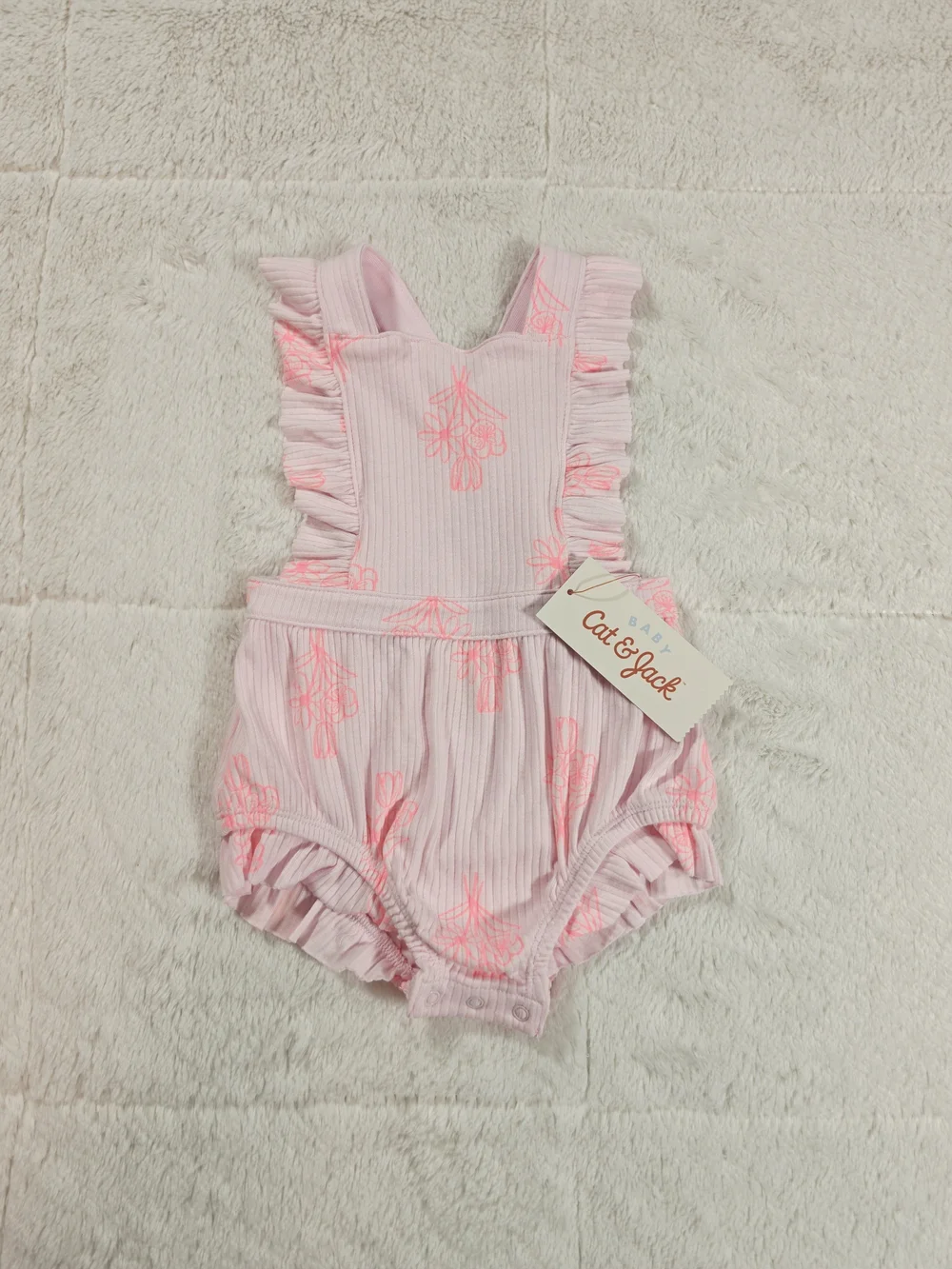 Cat & Jack Light Pink Ruffle Floral Baby Romper(OBX-09,OBX-10)
